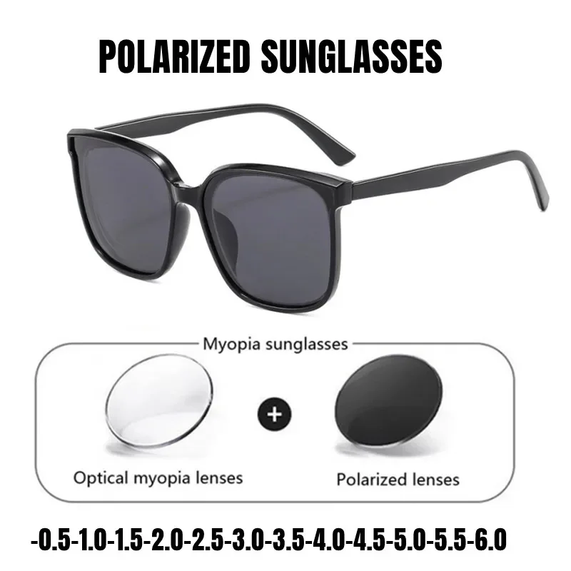 NEUE Trend Myopie Polarisierte Sonnenbrille Männer Frauen Cat Eye Übergroßen Schwarz Brillen Rezept Sonnenbrille Dioptrien 0 bis -6,0 Image
