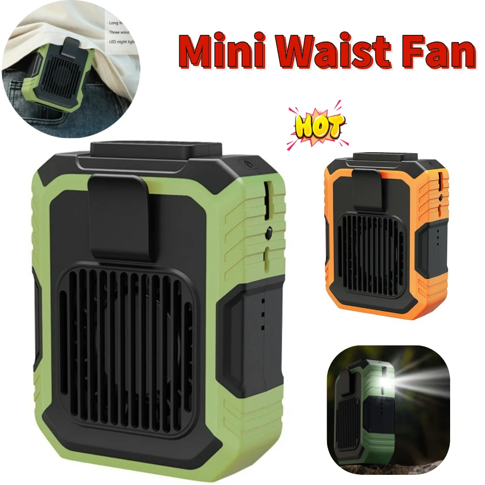 Tragbarer Taillenventilator, wiederaufladbarer USB-Halsventilator, 4000 mAh, Mini-Elektroventilator, für Outdoor-Sportarten, elektrischer Ventilator mit Clip für den Außenbereich Image