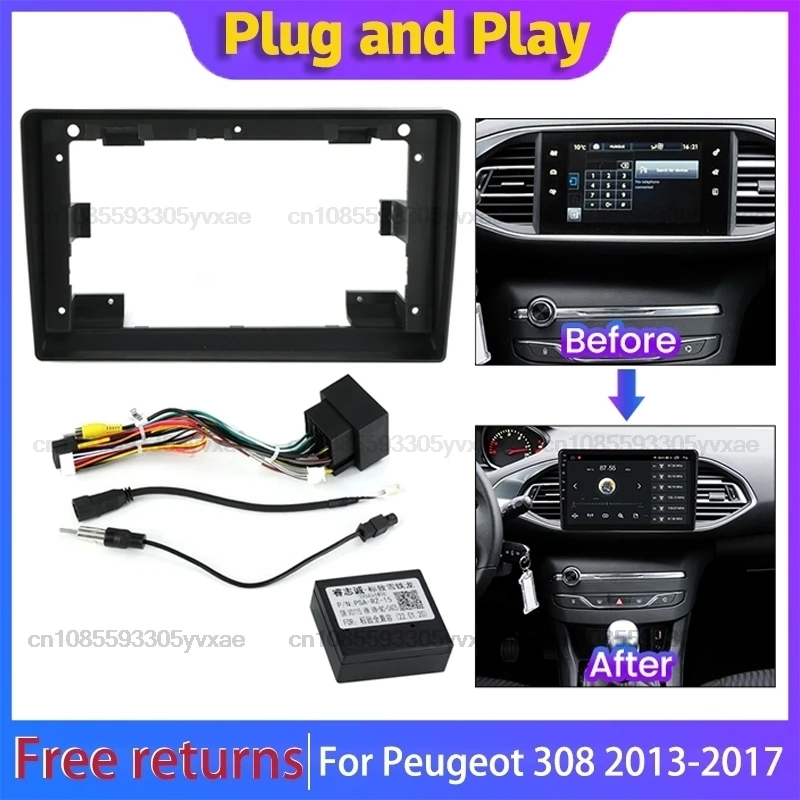 Autoradio-Blende für Peugeot 14 15 16 2017dvd Stereo-Rahmen platine Adapter halterung Armaturen brett halterung Lünette Trim Kit Android Image