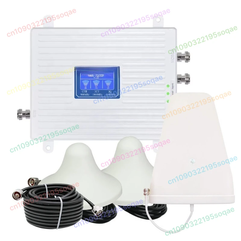 Stärkster Signalverstärker für alle Träger, 3-Band 900/1800/2100 MHz, 2G, 3G, 4G, LTE, GSM-Repeater-Kit mit 2 Innenantennen Image