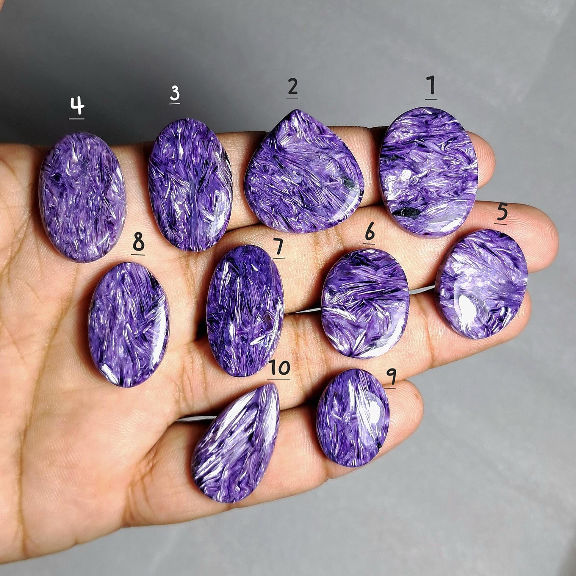Cabochon di Charoite viola naturale di qualità A, gioielli in Charoite, pietra preziosa sfusa in Charoite, anello in Charoite