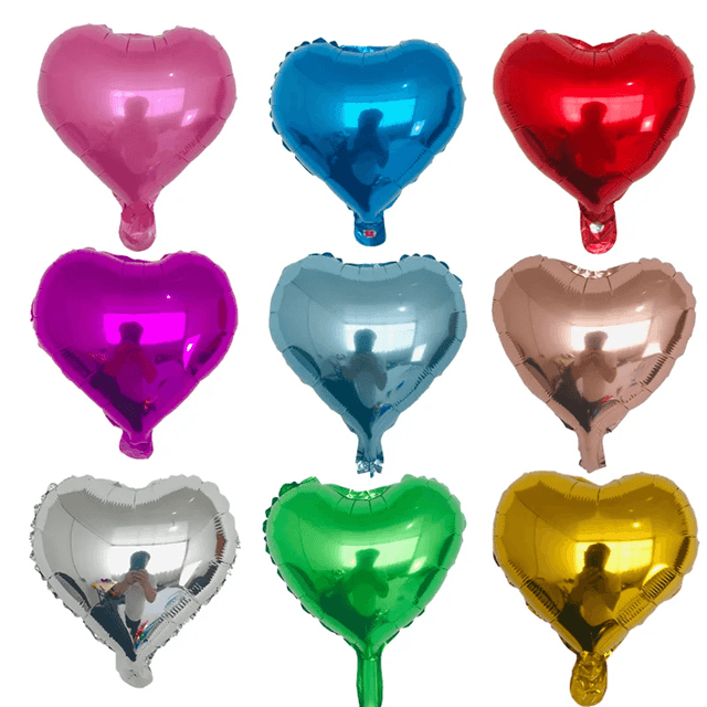 10 Piece 10 Inch Heart Foil Balloons Party Decoration Set red