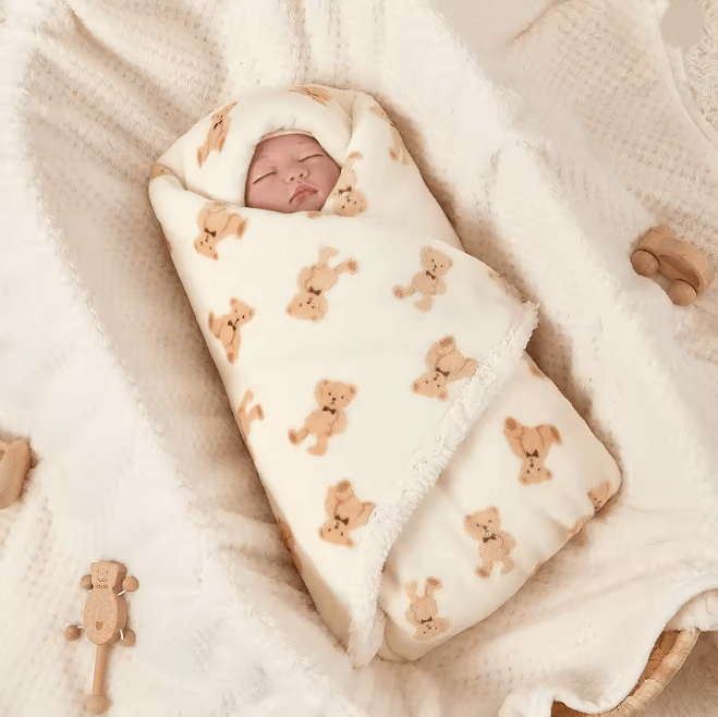 SnuggleNest Winter Baby Blanket Fleece Swaddle Wrap e 75x100cm