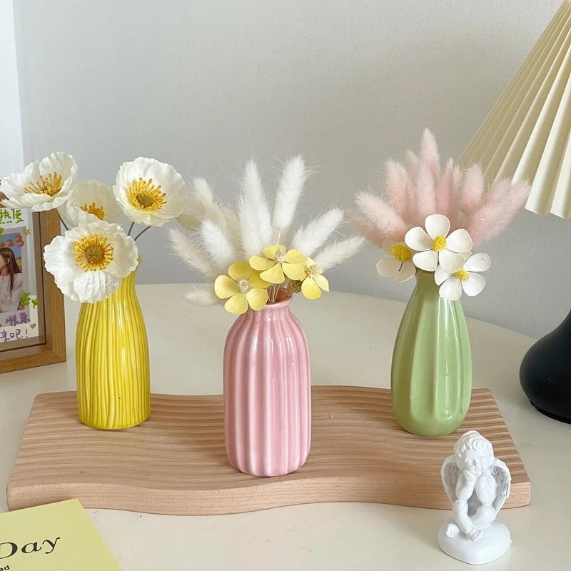 Modern Ceramic Bud Vase High Performance Candy Color Small Flower Vase & Desktop Ornament s6