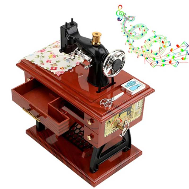 Sewing Machine Music Box, Vintage Home Desktop Decoration, Small Ornament For Bedroom And Living Room, Sewing Machine Sewing Machine Music Box, Vintage Home Desktop Decoration, Small Ornament For Bedroom And Living Room, Sewing Machine