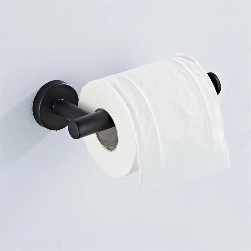 Stainless Steel Toilet Paper Holder Wall Mount, Drill Mounted Bathroom Tissue Holder In Black Or Silver black