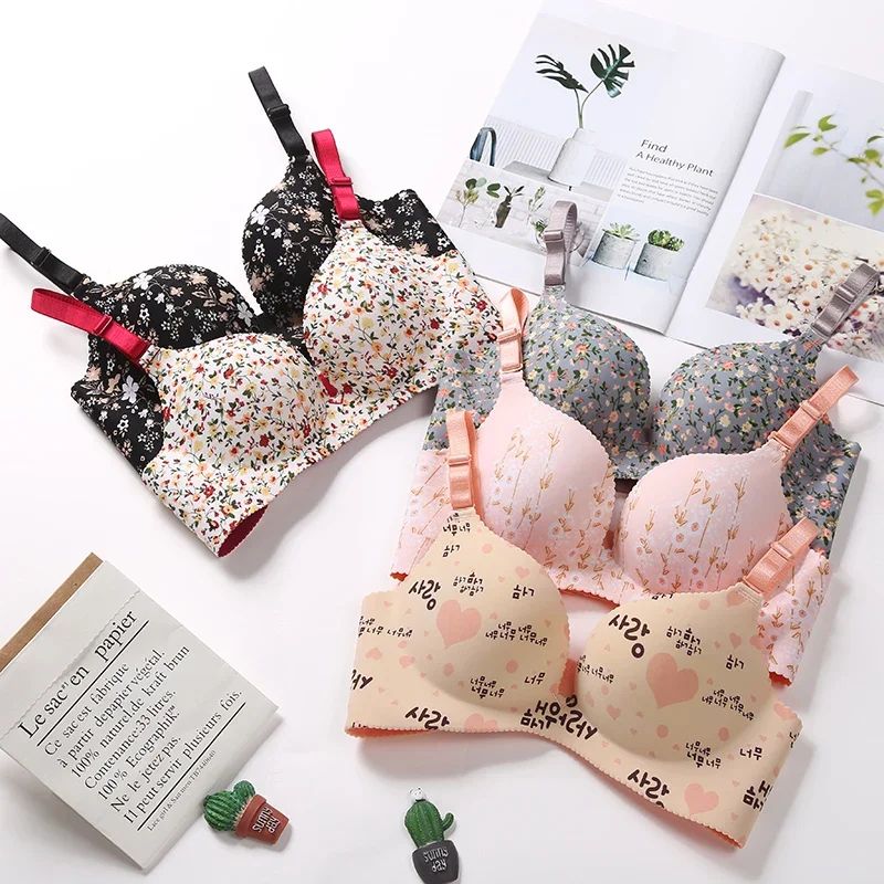 BloomLift Seamless Floral Push Up Bra For Women black c 36(80)