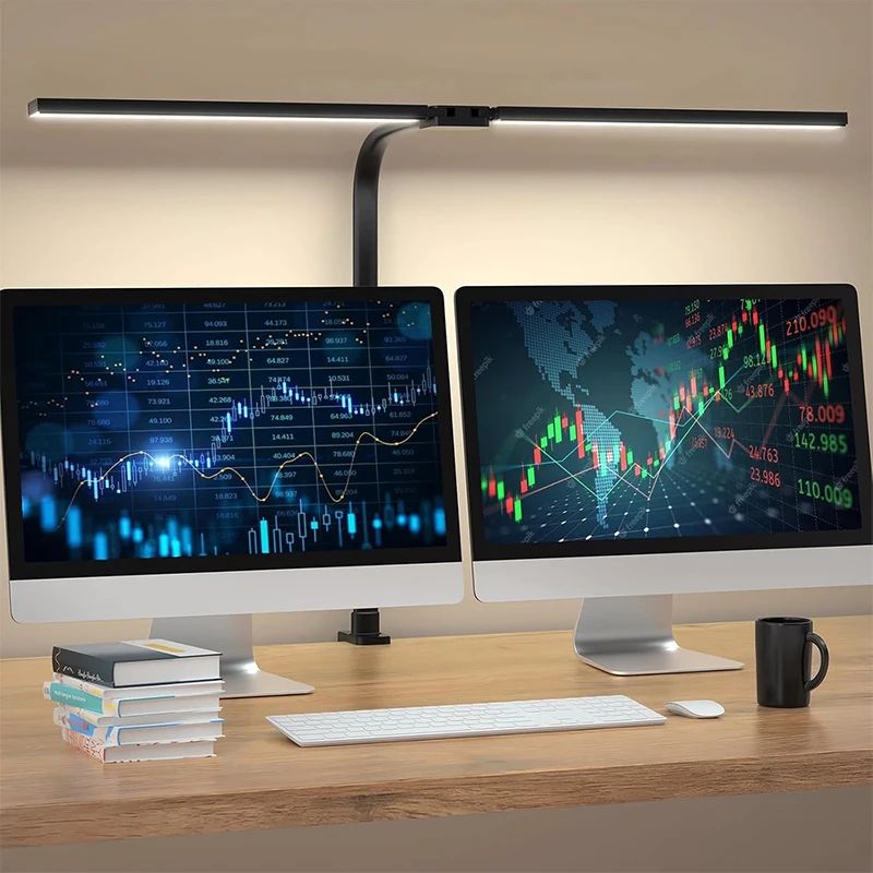 LED Desk Lamp With Clamp Double Head Clip On Architect Light, Dimmable 3 Color Temperatures 1head
