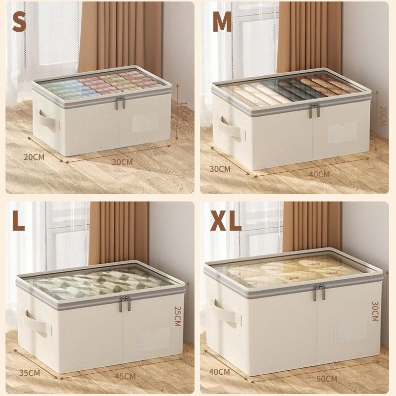 Large Capacity Clothing Storage Box With Lid Foldable Wardrobe Organizer 60 Liters