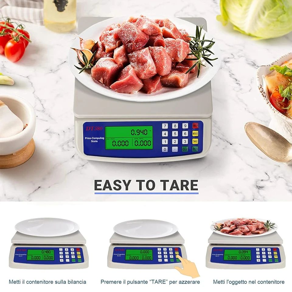 PrecisionPro 30kg High Capacity Digital Kitchen Scale With LCD Display rechargeable