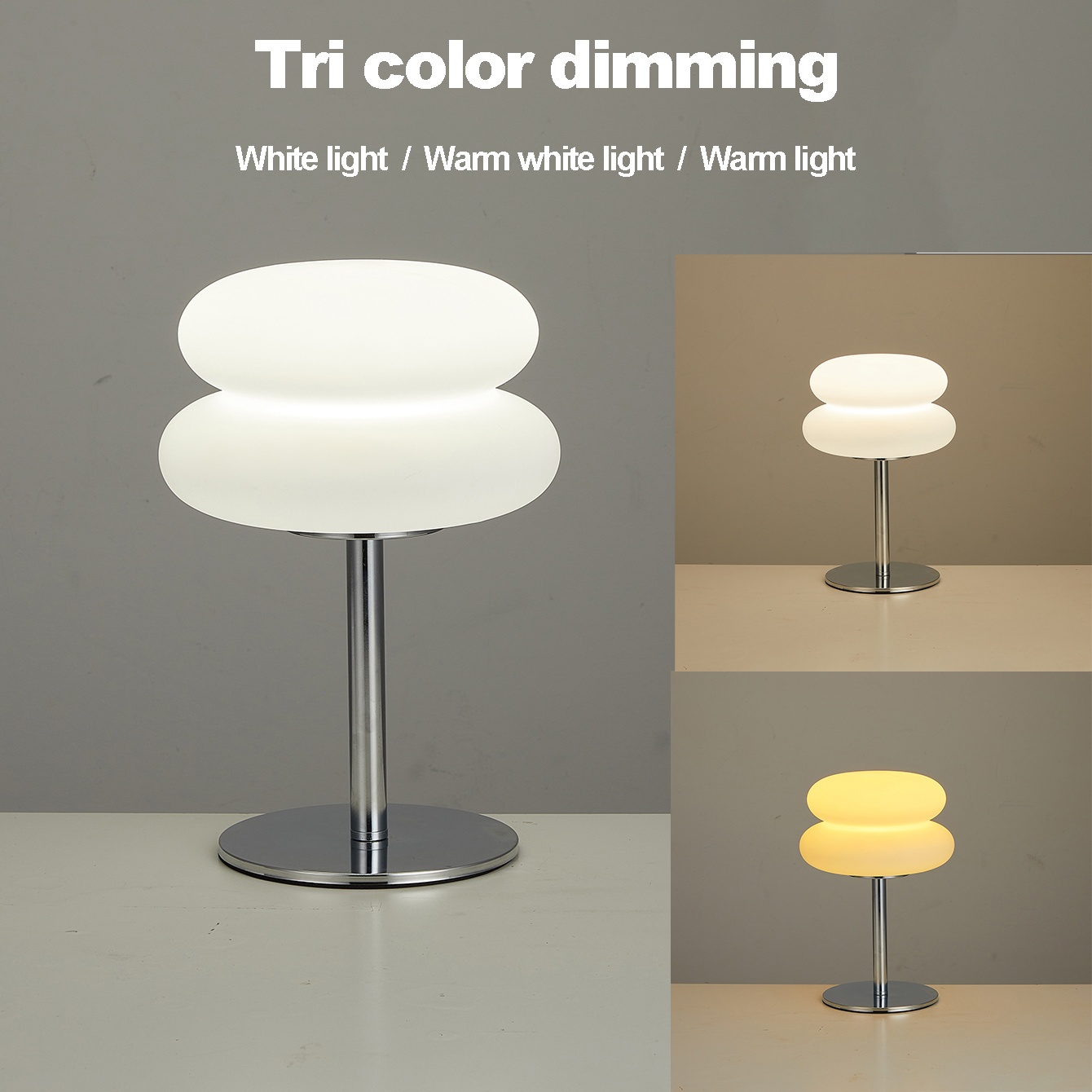 Creamy Style USB Bedside Table Lamp Tri Color Dimmable Nightstand Light white usb Plug