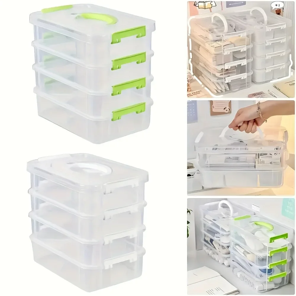 Building Blocks Storage Box Transparent Visibility Tool Classification Boxes Stackable Storage white