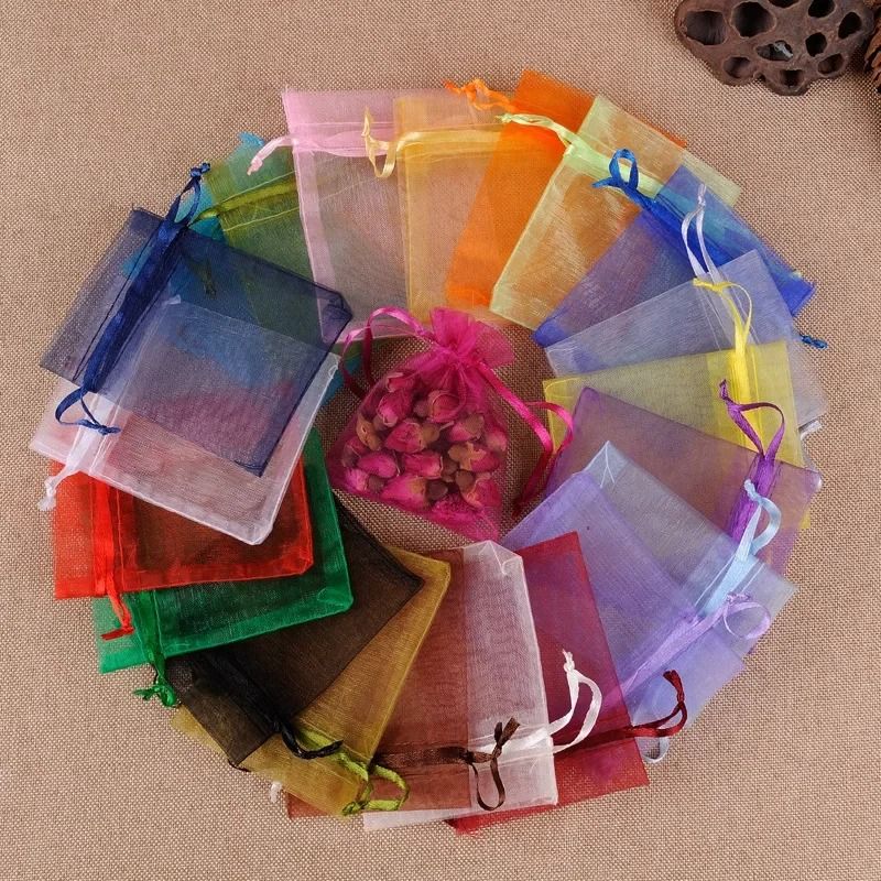 Elegant Drawstring Jewelry Pouches 50 Pcs Gift & Party Bags mixed Colors 5.1 X 7.1 In