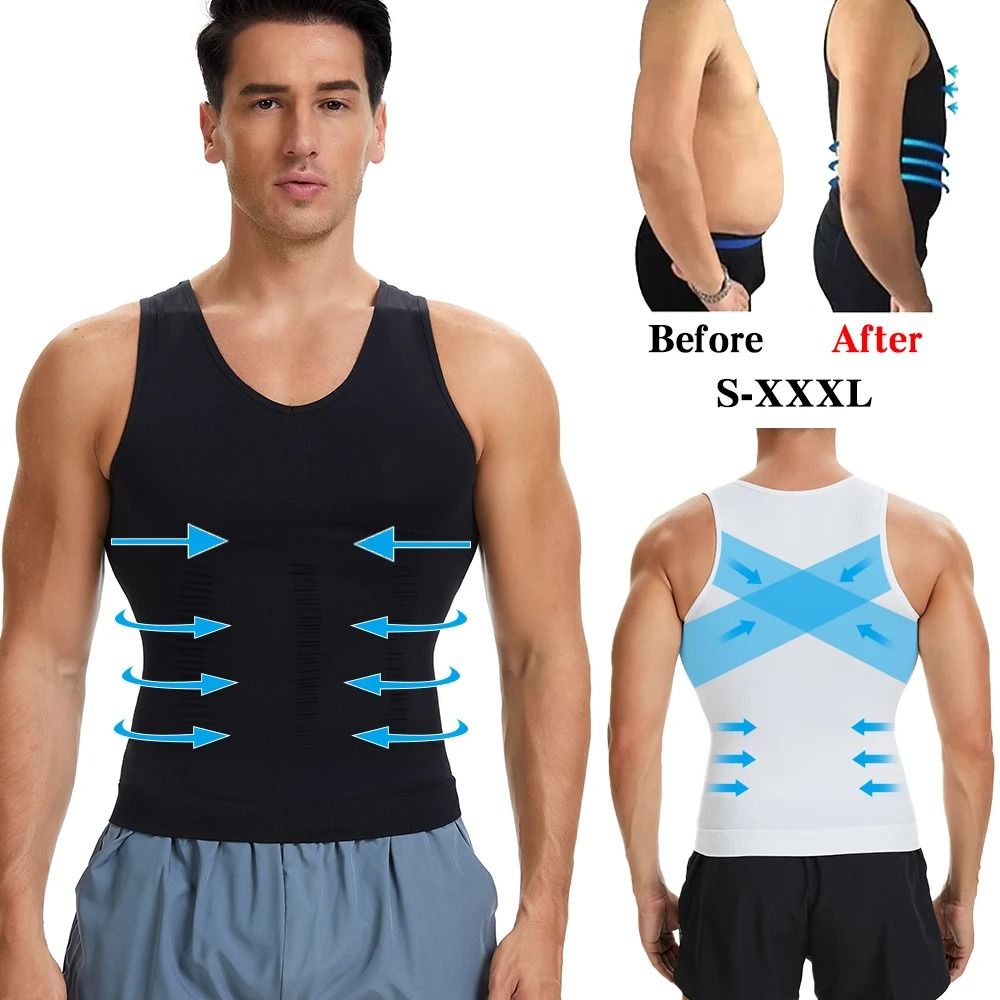 Men's Body Shaper Slimming Shirt | Compression Muscle Tank Top 2 Pcs xl