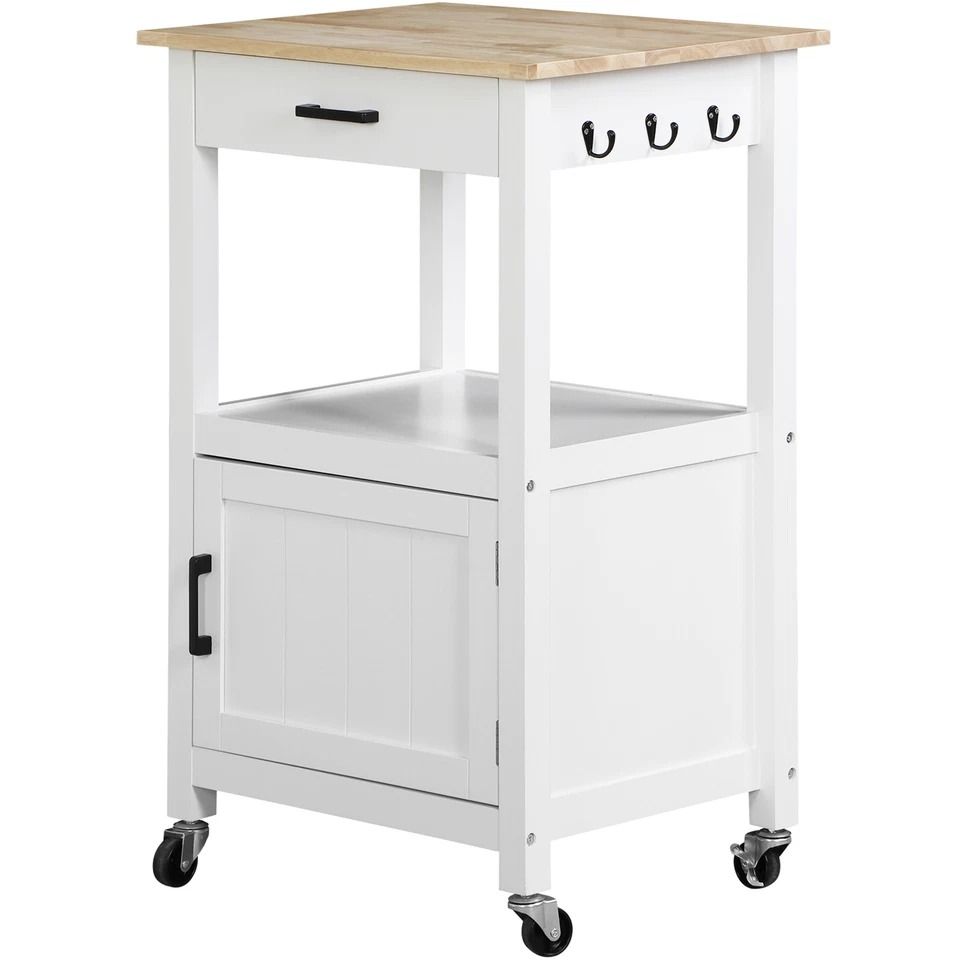 White Rolling Kitchen Cart On Wheels, Extra Counter Space, Perfect For Dining Room And Kitchen Organization White Rolling Kitchen Cart On Wheels, Extra Counter Space, Perfect For Dining Room And Kitchen Organization