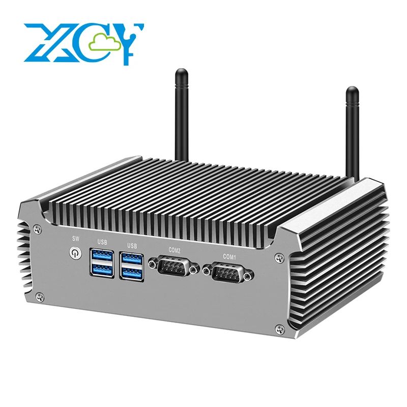 XCY Fanless Industrial Mini PC With Intel I7, Dual LAN & RS232 i3 7100u 2xrs232 485 8g Ram 12