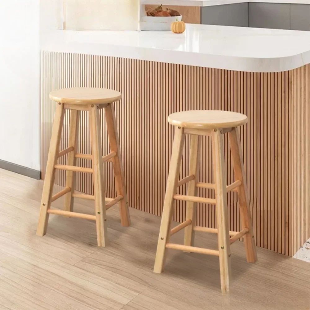 Nordic Solid Wood Bar Stool Modern Minimalist Backless High Chair For Kitchen & Commercial Spaces 31.50 In