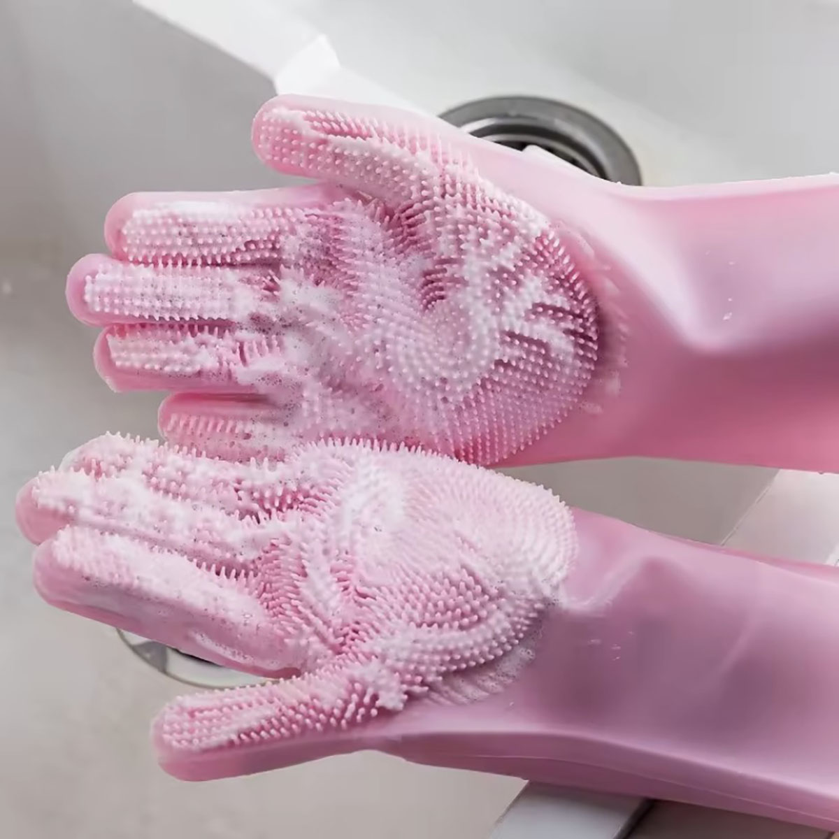 Magic Silicone Rubber Dishwashing Gloves, Household Sponge Scrubber, Kitchen Cleaning Tools, Dish Washing Gloves gray