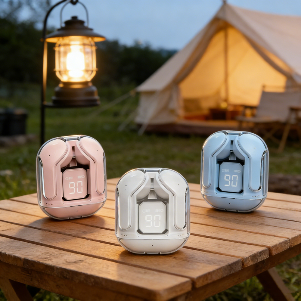 Wireless Mini Earbuds With LED Digital Display TWS Bluetooth Stereo Headphones white