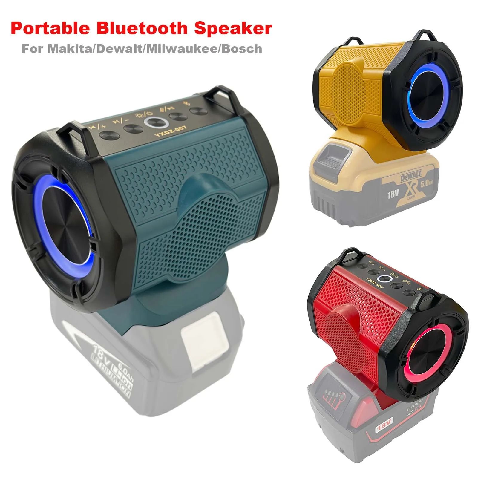 Cordless Tool Battery Bluetooth Speaker With USB C Charging (18V 20V For Milwaukee, Makita, DeWalt & Bosch) d