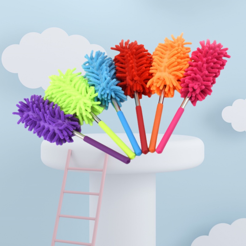 Mini Stainless Steel Telescopic Duster, Automotive Household Dust Removal Tool, Electrostatic Cleaning Brush purple