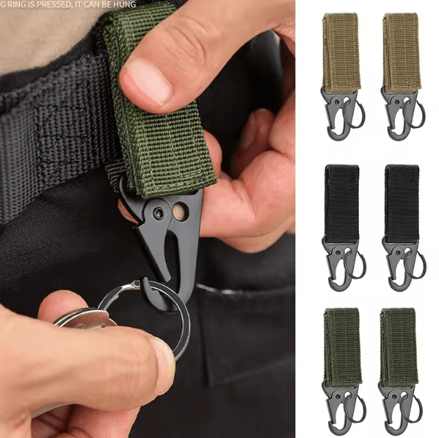 Tactical Molle Hanging Buckle Carabiner Keychain Outdoor Climbing Camping Accessory 10pcs Tan