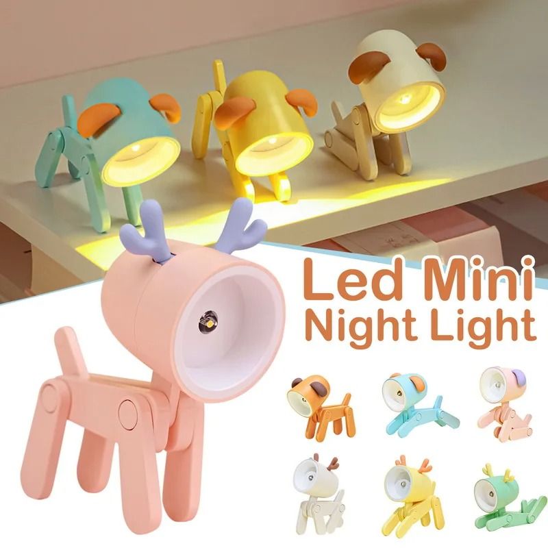 Cute Pet Mini LED Night Light Portable Folding Animal Lamp pink Dog