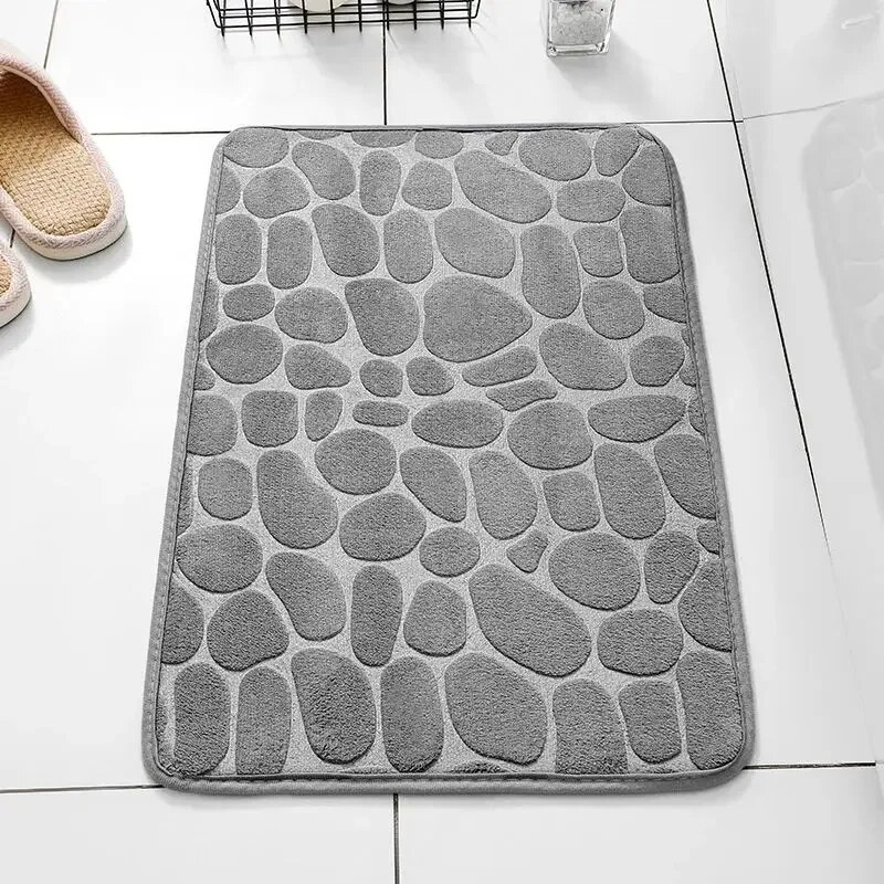 Memory Foam Pebble Floor Mat Anti Slip Bathroom & Living Room Carpet, Eco Friendly, Easy To Clean beige