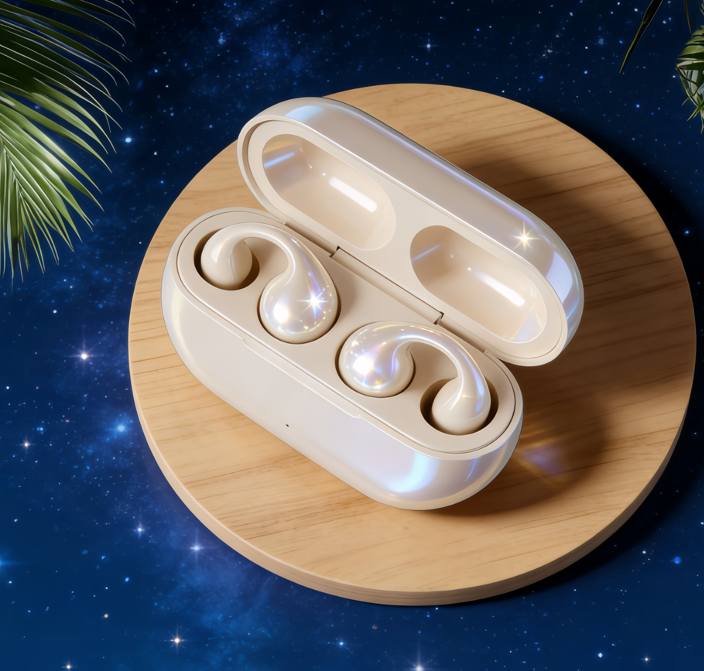 Wireless Bluetooth Earclip Earphones For Outdoor Sports With Charging Case HIFI Sound Sweatproof & Comfortable Fit skin Color