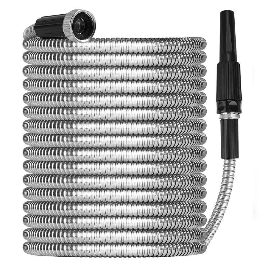 Stainless Steel Metal Garden Water Hose Kink Proof, Flexible, Heavy Duty For Lawn And Garden Stainless Steel Metal Garden Water Hose Kink Proof, Flexible, Heavy Duty For Lawn And Garden