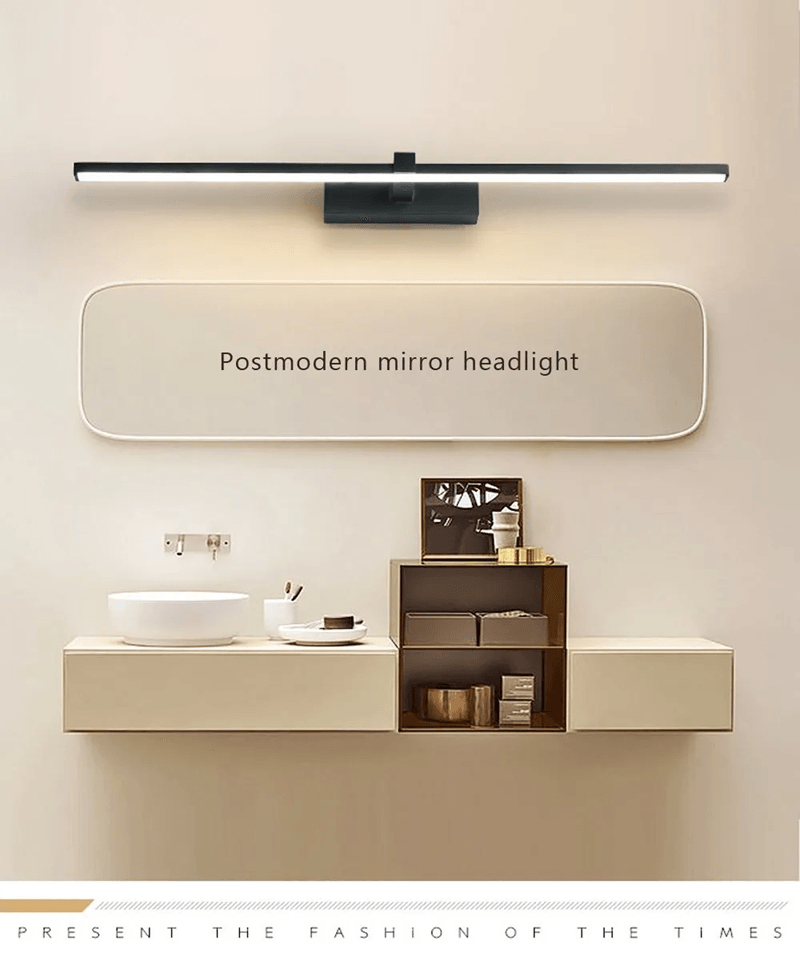Waterproof LED Mirror Light Modern Bathroom Wall Lamp For Makeup black 40cm tricolor Light