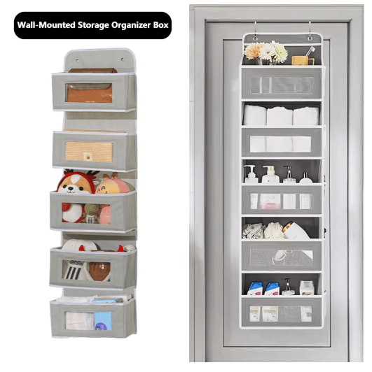 Extra Large Over The Door Hanging Organizer Multi Layer Closet & Dorm Storage System 4 Grids Black