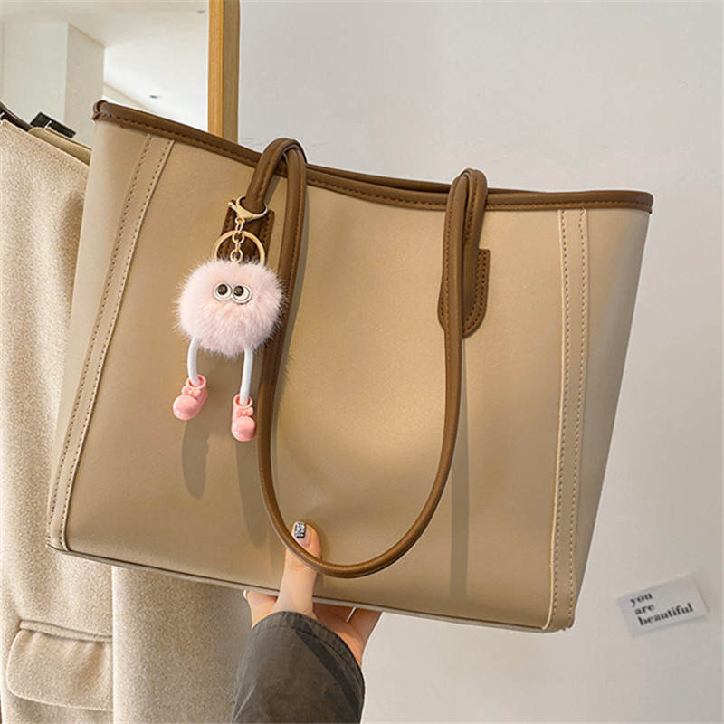 Versatile Solid Color PU Leather Handbag Stylish Korean Shoulder Tote For Women, Perfect For Daily Use beige