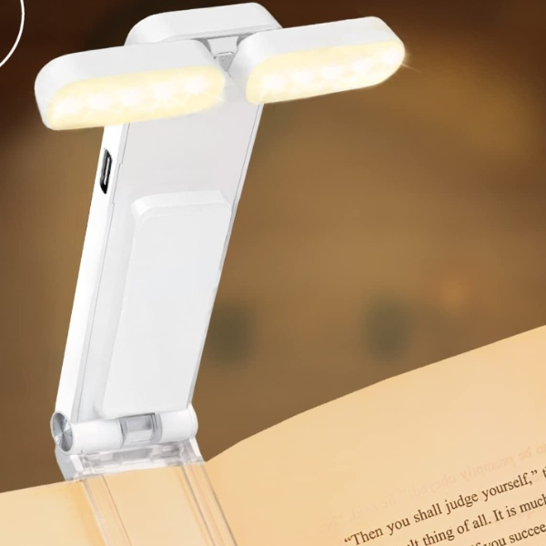 USB Rechargeable Clip On Reading Light Bookmark Lamp For Reading In Bed white
