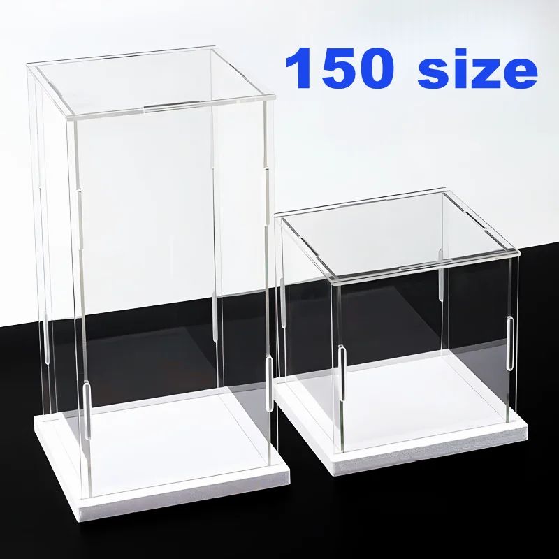 ClearGuard Acrylic Display Case Box With White Base Transparent Dustproof Showcase For Collectibles l21xw21cm h10cm