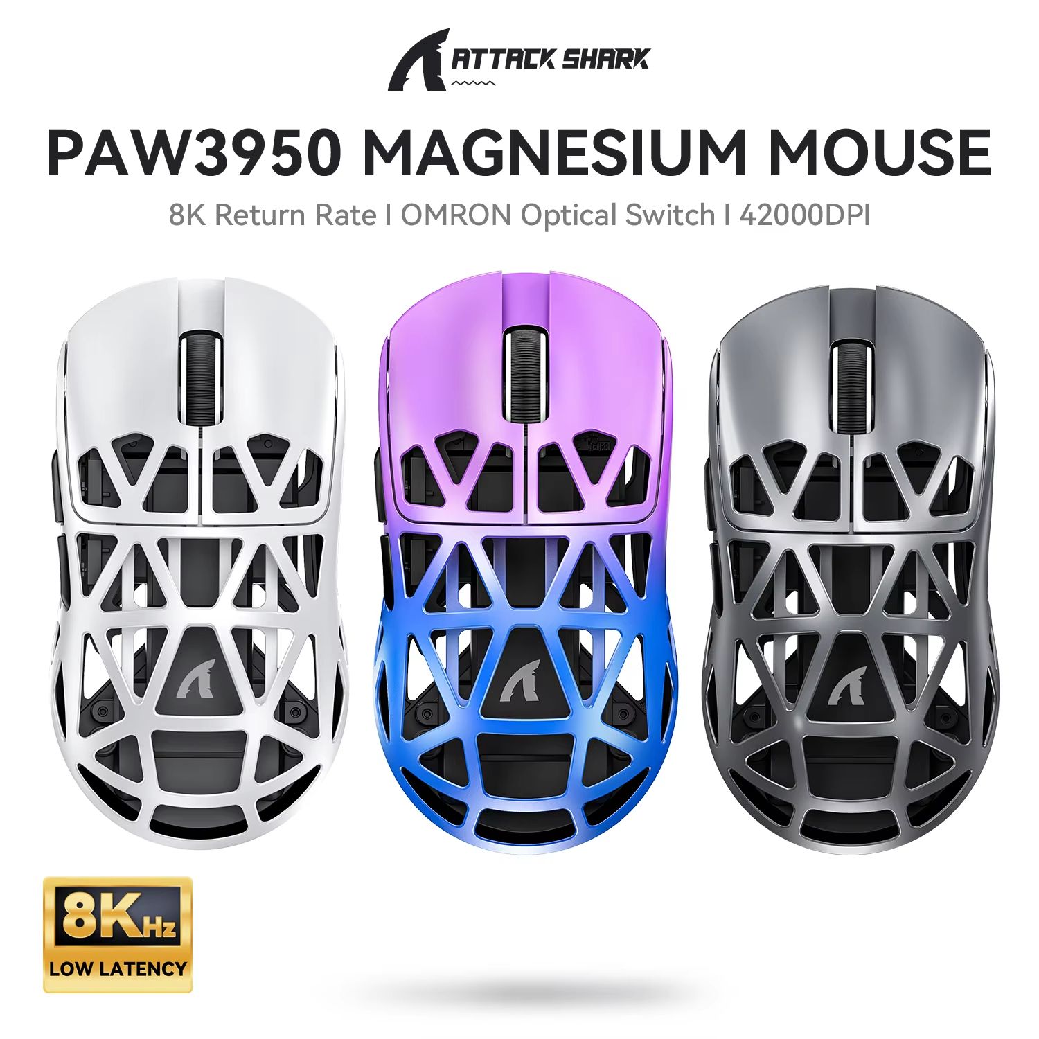 ATTACK SHARK R2 Magnesium Alloy Wireless Gaming Mouse, PAW3950 Sensor, 8K Polling, Tri Mode Bluetooth black