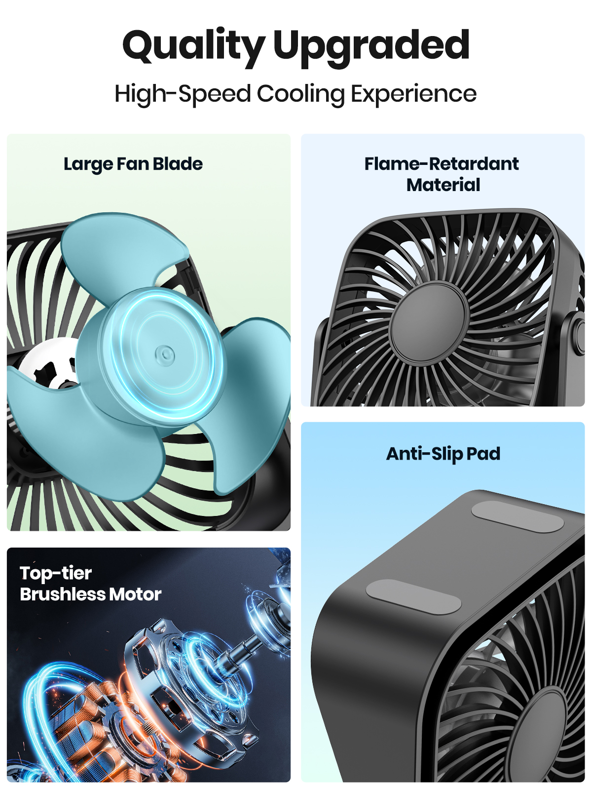 Portable USB Fan Mini Desk Fan Quiet Personal Cooling Fan blue