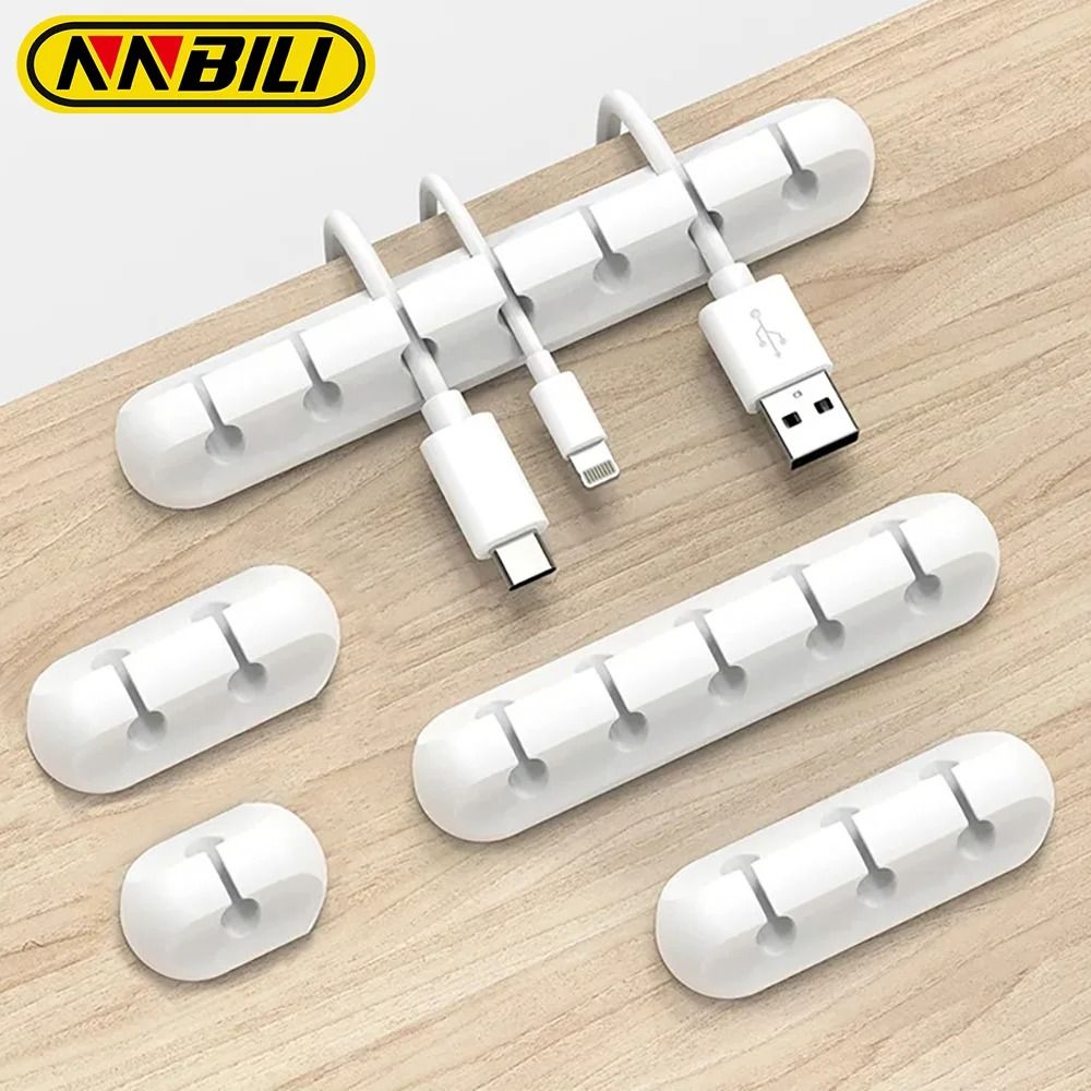 Silicone Cable Management Clips High Performance 1 3 5 7 Hole Wire Winder & Self Adhesive Cord Organizer 2 Holes Gray