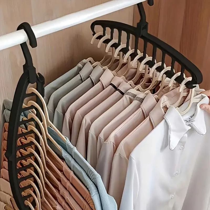 Folding Multi Hole Space Saving Clothes Hanger Organizer For Pants And Wardrobe Storage white 2 Pcs
