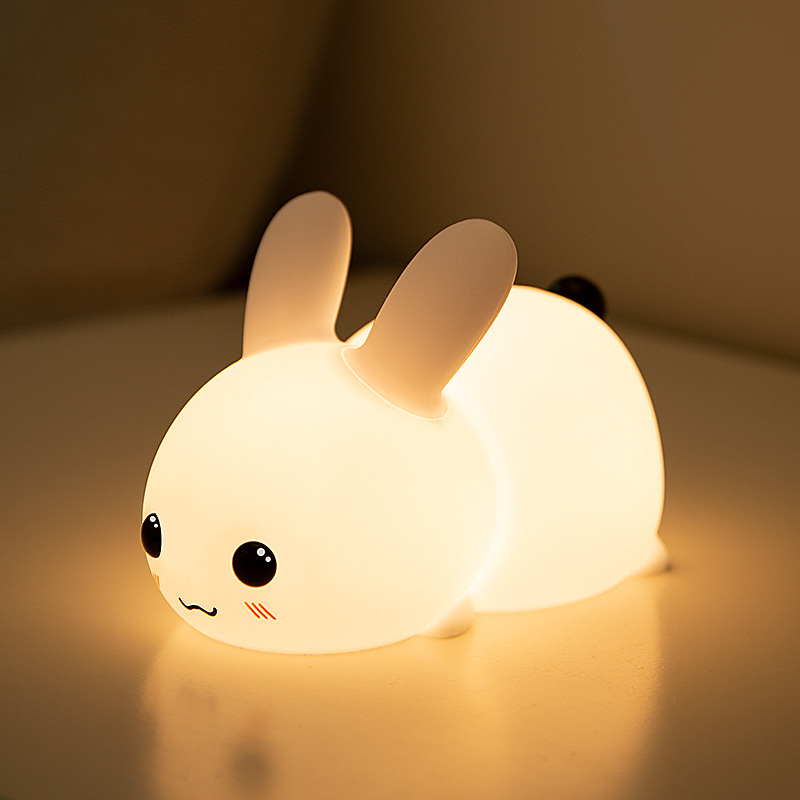 LED Rabbit Night Light Remote Control Dimmable RGB Silicone Bunny Lamp For Children Baby Toy Touch Sensor Rechargeable 7 Colors