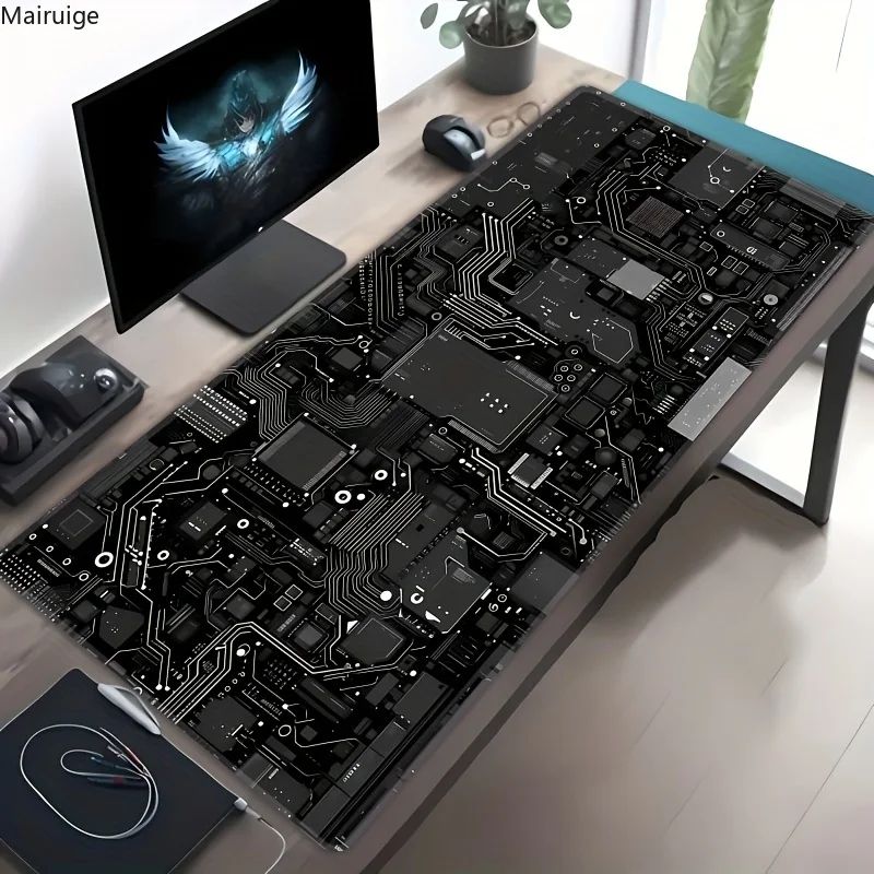 Circuit Board Extended Desk Mat Large Mouse Pad With Non Slip Rubber Base 900x400x2mm