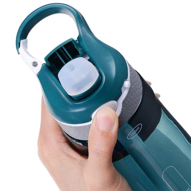 Portable Sports Water Bottle With Straw BPA Free Transparent Plastic For Hiking Camping And Outdoor Activities blue