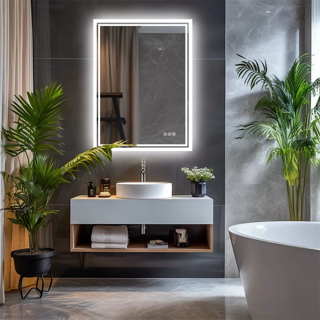 LUVODI Illuminated LED Bathroom Mirror With Anti Fog & Dimmable Touch Control 70x90cm (28x36 Inch)