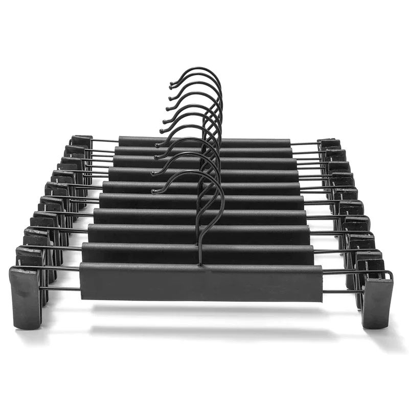 Adjustable Clip Pants & Skirt Hangers Space Saving Trouser & Garment Organizer black