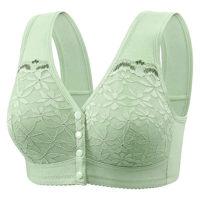 ComfortEase Front Closure Cotton Bra For Seniors Wireless Lace Vest, Plus Size Support 2pcs7 115