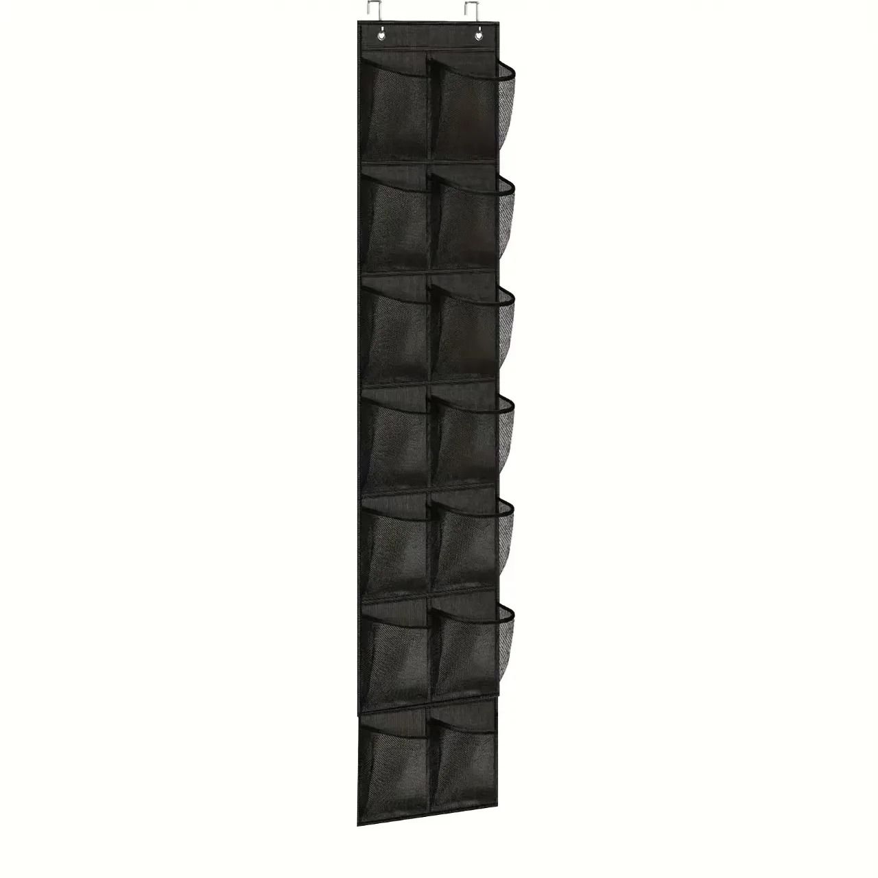 Over The Door Shoe Rack Hanging Organizer With Large Mesh Pockets black (12 Grids)