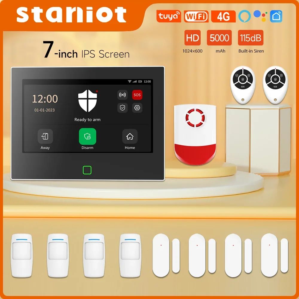 Staniot 7 Inch Smart WiFi 4G Home Alarm System set j 16kit us Plug