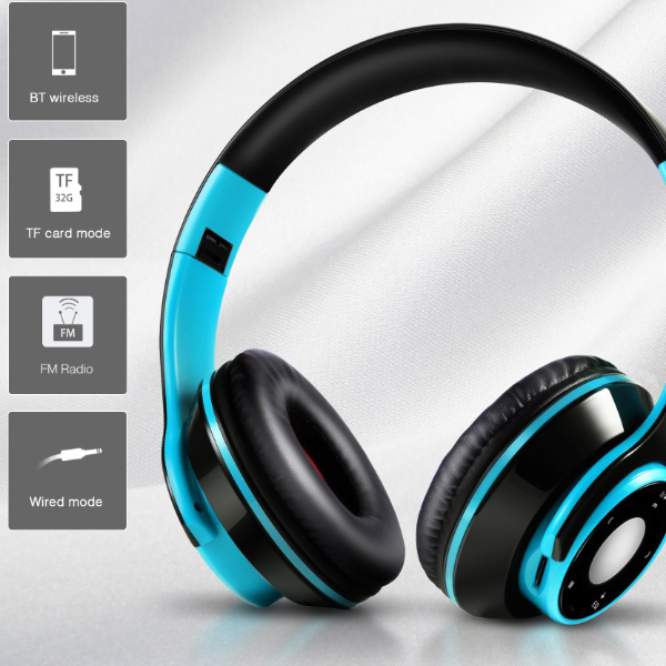 Wireless Stereo Bluetooth Headphone Passive Noise Isolating Portable Over Ear Headset For Immersive Sound blue