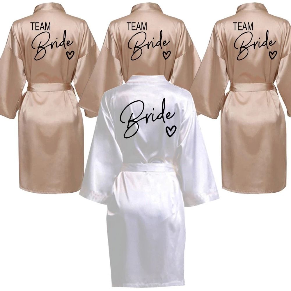 Team Bride Satin Kimono Robe For Wedding Party white Team Bride xxl