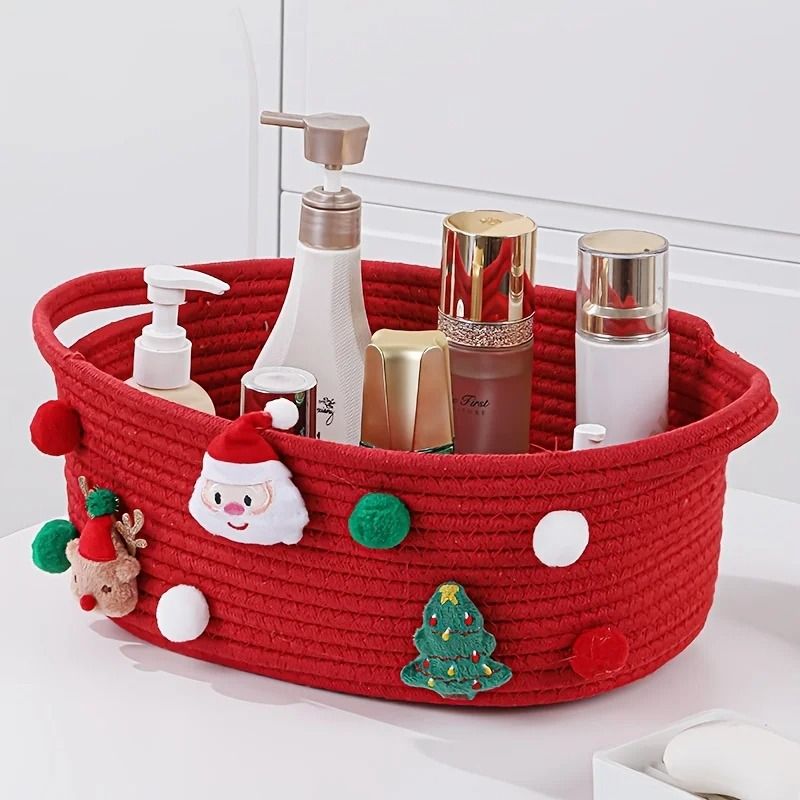 Red Open Top Christmas Gift Basket And Holiday Storage Organizer red (l)